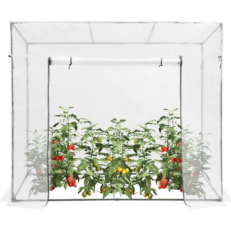 Serre de jardin extérieur 200 × 77 × 170 cm, Bâche PE, cadre acier galvanisé plastifié, porte enroulable à fermeture éclair, résistant aux UV, pour protéger légumes plantes fleurs (1/5)