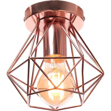 royaluxe- Plafonnier Rétro Lampe De Plafond D'Intérieur Vintage Or Rose Luminaire Plafonnier Cage En Fer Métallique , Pour Cuisine, Bureau (1/5)