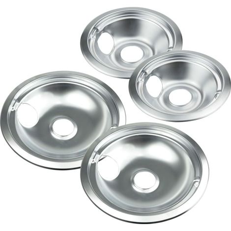 Bandejas de goteo cromadas compatibles con cocinas eléctricas GE, Hotpoint y Kenmore - Repuesto para WB31T10010, WB31T10011 (juego de 4, 2 piezas de 6" y 2 piezas de 8") (1/4)