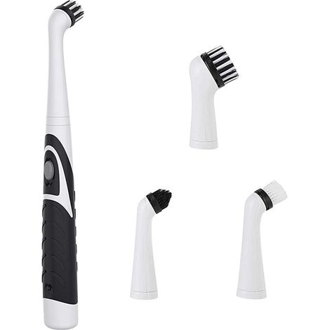 Récureur Électrique, Outil de Nettoyage Oscillant, Brosse de Nettoyage électrique, épurateur Sonic Power sans Fil avec 4 Têtes pour Salle de Bain, Baignoire, Carrelage Mural et Cuisine (Noir) (1/5)