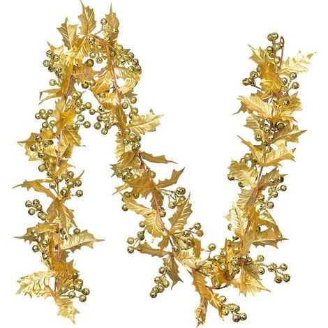 Guirlande de baies Noël dorées 6 pieds artificielles flexibles pour décoration cheminée intérieure et extérieure (1/5)