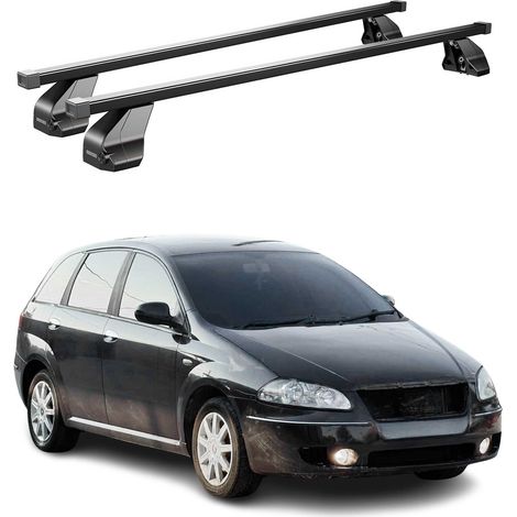 OMAC Dachträger Querträger Stahl für Fiat Croma 2005-2010 – Abschließbar – City-Crash-getestet – DIN 75302:2019 – ISO/PAS 11154:2006 – Max. 75 kg Schwarz (1/5)