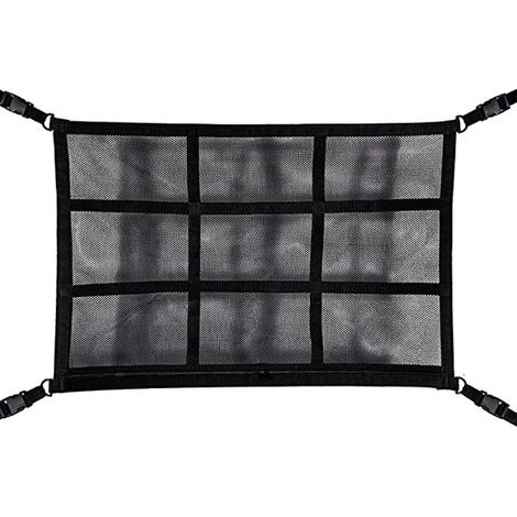 Verbesserte Gepäcknetztasche für die Autodecke: Verstärkte Tragfähigkeit und weniger Durchhängen dank doppellagigem Netzgewebe (Typ 1, Schwarz) (1/5)