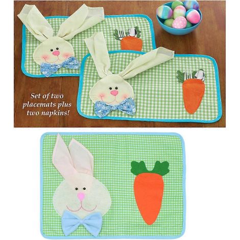 Set de table lapin, napperon de Pâques, 1 pièce avec serviette (1/5)