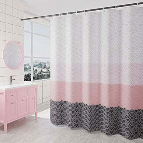 Tenda da doccia 180 x 200 cm con 12 ganci, asciugatura rapida (motivo a onde), tessuto in poliestere impermeabile, lavabile in lavatrice, tende da bagno