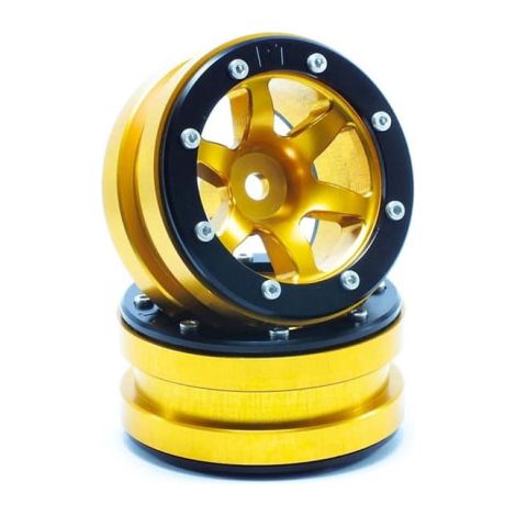 Beadlock Wheels PT- Wave Gold/Black 1.9