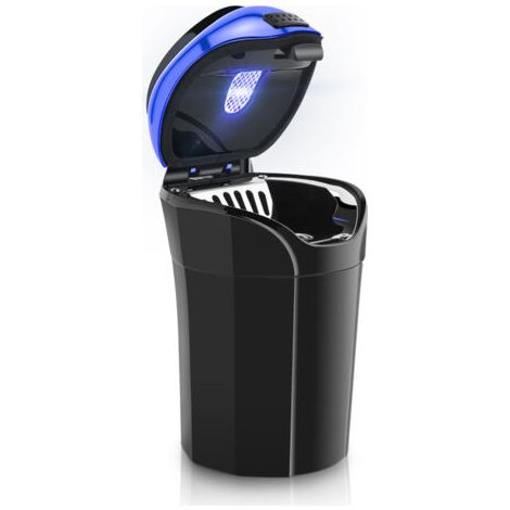 Cendrier de voiture amovible et rechargeable en acier inoxydable, bleu (1/5)