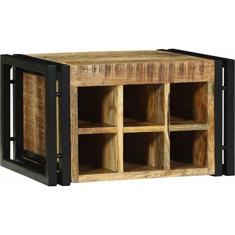 Weinregal Braun und Schwarz 46 x 35 x 27,5 cm Massivholz Mango vidaXL (1/5)