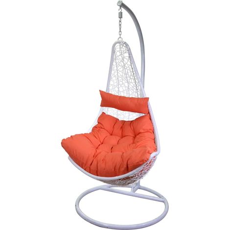 Dondolo Pensile da Giardino 82x65xh124 cm con Cuscini Rialto Bianco (1/3)