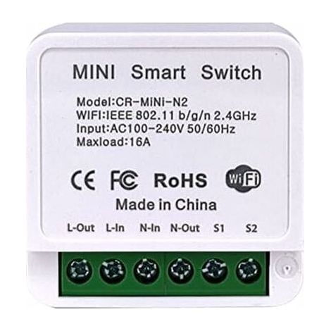 Intelligenter WLAN-Schalter – 1-Wege-Modul – Kompatibel mit Tuya Smart Life – Sprachsteuerung über Alexa und Google Home – 1/2-Draht-Wechselschalter – 230 V – 10 A (1/5)