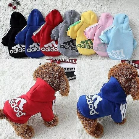 Vêtements pour chiens Adidog 2024, nouveautés hiver pour chiens de petite et moyenne taille, sweats à capuche, pulls bleu marine (0,7 x 1,4 kg). (1/3)