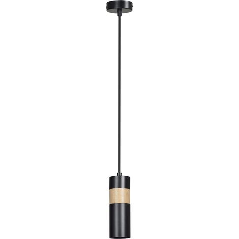 Suspension Emibig Akari noire 1xGU10 Ø10 alu/bois IP20 (1/5)