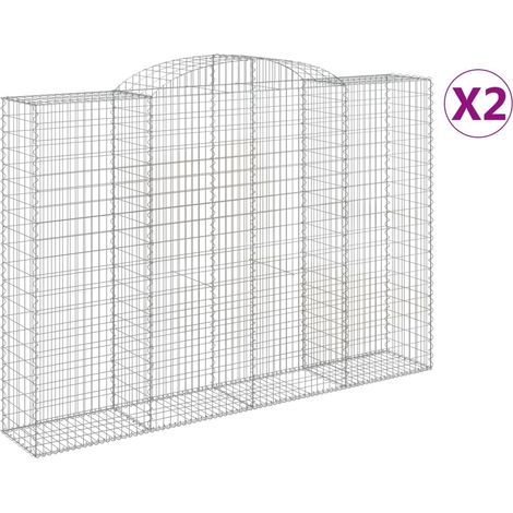 Paniers à gabions arqués 2 pcs  Mur en gabion 300x50x200/220 cm fer galvanisé
