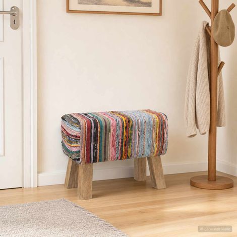 vidaXL banc 60 x 30 x 45 cm Cuir véritable Multicolore (1/5)