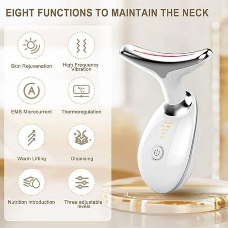 Appareil De Massage Visage - Chauffage 45 °C - 3 Modes Vibration - Lumière Tricolore - 1 Pièce (1/4)