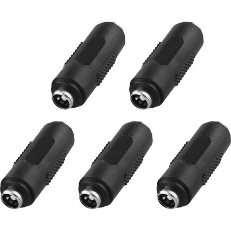 Adaptateurs DC Femelle-Femelle 5.5x2.1mm, Connecteur Coupleur pour Caméras, Rallonge Alimentation, Convertisseur de Genre DC, Noir (1/5)