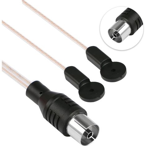Antenne FM dipôle 3,2 m avec connecteur TV, noire, antenne radio améliorée pour réception stéréo, facile à installer (1/5)