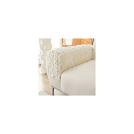 Copribraccioli per divano in jacquard geometrico elasticizzato e morbido (2 pezzi) - Lavabili e antiscivolo (bianco) - Crezuo