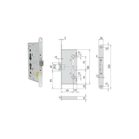 SERRATURA DA INFILARE PER PORTE TAGLIAFUOCO 43020  mm.65 (43020650)    CISA