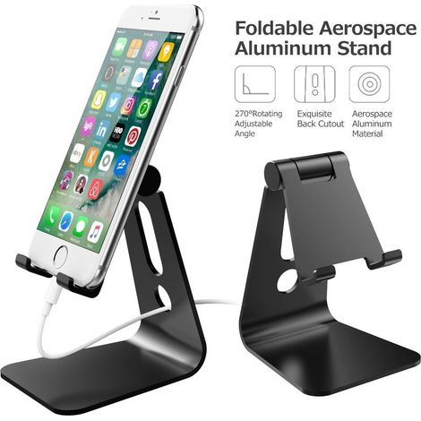 Supporto per cellulare da scrivania a 270° - Nero