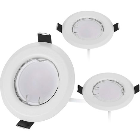 Lot de 3 Spot LED Encastrable Dimmable blanc mat avec Ampoule GU10 Module 220 V 3 W, Blanc Chaud 3000K, Percage 55 mm (1/4)
