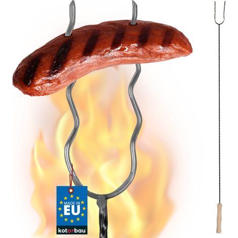 KOTARBAU® Forchetta da campeggio Forchetta da barbecue Forchetta da campeggio a doppia punta Bastoncino ondulato per salsicce 100 CM