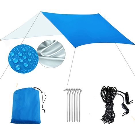 Bâche de camping imperméable argentée anti-UV, protection solaire, multifonction, pour hamac, tente, plage, pique-nique, 3x3m (1/5)