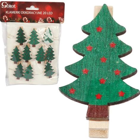 Guirnalda para árbol de Navidad con 20 pinzas LED a pilas para fotos y decoraciones. (1/2)