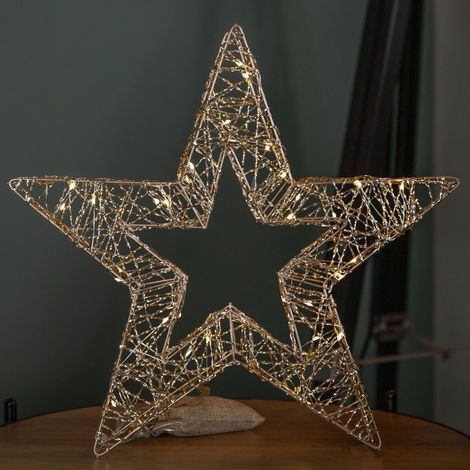 38cm Battery Operated Light up Gold Weave Christmas Weave with Warm White LEDs (1/5)