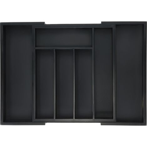 Portaposate estensibile regolabile cucina 5 scomparti design moderno in bambù nero 130014700