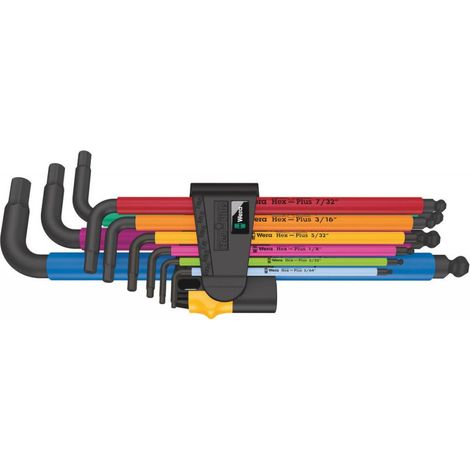 Wera 950/9 Hex-Plus Multicolour Imperial 2 Winkelschlüsselsatz, zöllig, BlackLaser, 9-teilig - 05022640001