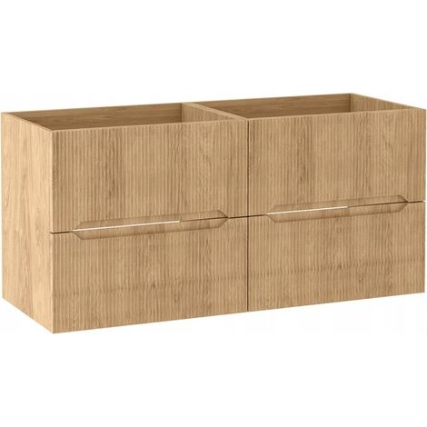 Meuble sous vasque suspendu L.120 cm effet chêne Hikora NOVO Furnidea (1/5)