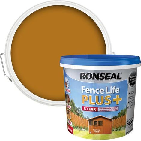 Ronseal 37631 Fence Life Plus+ Harvest Gold 5 litre RSLFLPPHG5L