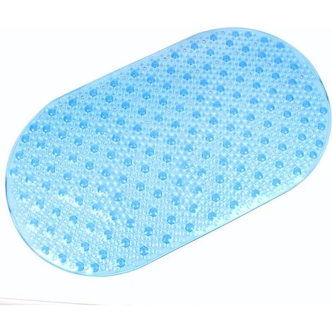 Tapis de sol de salle de bain antidérapant, bleu brillant, 39 x 69 cm (1/5)