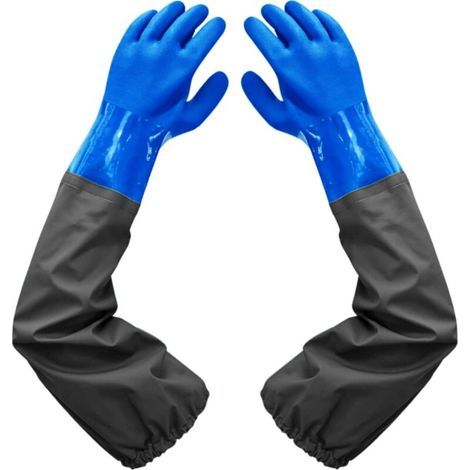 Dépolie Étanche Gants-Allonger Gants en Caoutchouc-Gants de Nettoyage D'étang, 26 inch Doublure Floquante Poignets Élastiques, Pour Industrie chimique Agriculture Pêche Construction (1/5)
