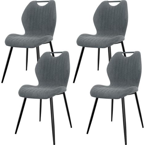 Esszimmerstühle 4er Set, Polsterstühle skandinavisch mit Stoff-Rückenlehne, Grau (1/5)