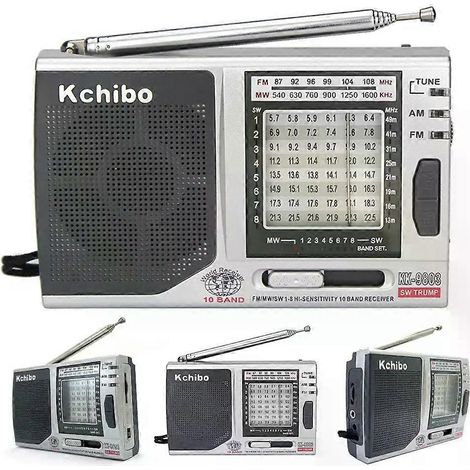 KK-9803 Radioempfänger mit klappbarem Ständer, FM/MW/SW 1-8, Mini-Taschenradio mit 35-mm-Klinkenstecker, batteriebetrieben, für Senioren (1/4)