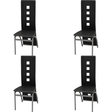 Juego de 4 sillas de comedor de cocina sintéticas negras de estilo moderno CDS021804 (1/5)