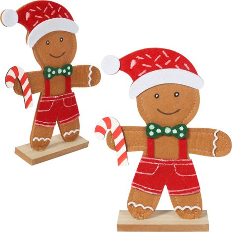 Figura navideña de fieltro con forma de hombre de jengibre (galleta) de 20 cm. (1/5)