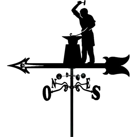 Girouette en métal avec silhouette Smed - Girouette décorative rurale pour jardin, toit et extérieur, noire, adaptée à toutes les conditions météorologiques, idéale comme décoration de jardin et cadea (1/5)