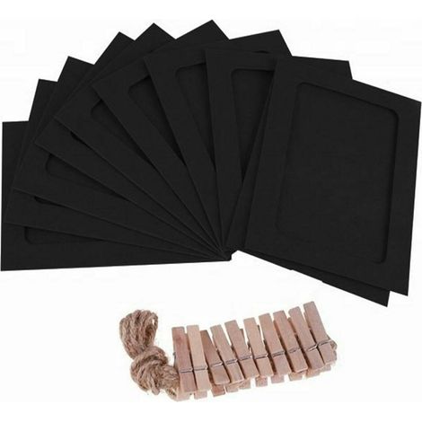 Haven Paper Photo Frame Picture Mats With Mini Wooden Clips & Rope Set (1/5)