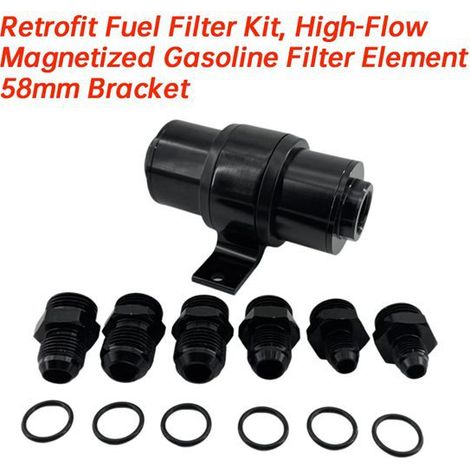 Modified fuel filter, high-flow magnetized gasoline filter element, 58mm bracket (1/4)