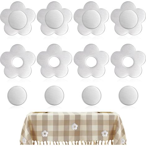 8 Pièces Poids pour Nappe de Table Exterieur Magnétique Poids de Nappe en Acier Inoxydable Attache Nappe de Table pour Exterieur,(Fleur)Pique Nique Fête Jardin Intérieur (1/5)