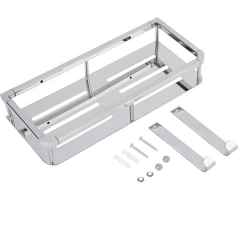 Porte-Shampoing Murale En Acier Inoxydable 304 - Avec 2 Crochets - Pour Salle De Bain Et Cuisine - 1 Pièce (1/5)