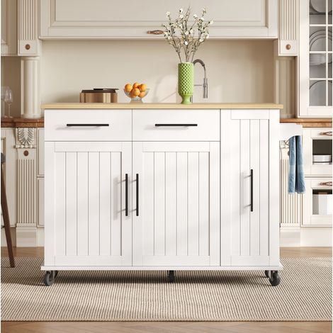 Mueble cocina abatible con ruedas y almacenaje blanco OKMYHOME (1/5)