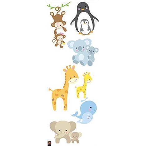 Sticker Autocollant Jungle Bébés 68x24cm - Animaux Rigolots Décoratifs pour Enfants (1/3)