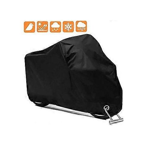 Motorradabdeckung, XXL 190T wasserdichte Polyesterabdeckung, beständig gegen Vogelkot, Wasser, Staub/Schnee/Regen, Wind, UV-Strahlung, Nero