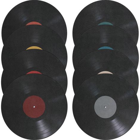 8-teiliges Set Vinyl-Schallplatten-Wandaufkleber, dekorative Vinyl-Schallplatten-Aufkleber, künstlerische Vinyl-Schallplatten-Wandornamente-24.50X24.50X0.30CM-Colorful (1/4)