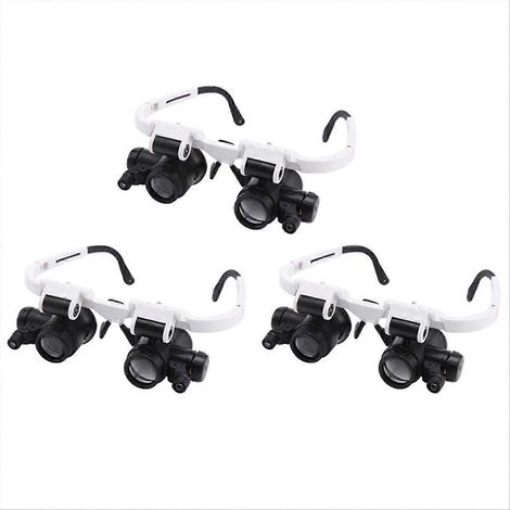 Set aus 3 kopfmontierten Juweliermikroskopen mit LED-Beleuchtung (1/5)