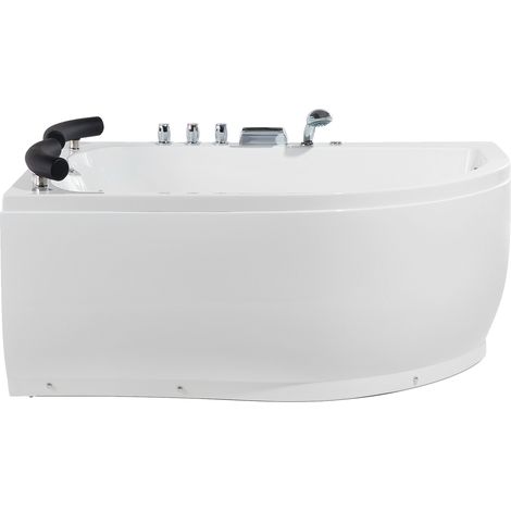 Bañera de hidromasaje de acrílico sanitario blanco con LED derecha doble 158 x 113 cm diseño moderno Paradiso